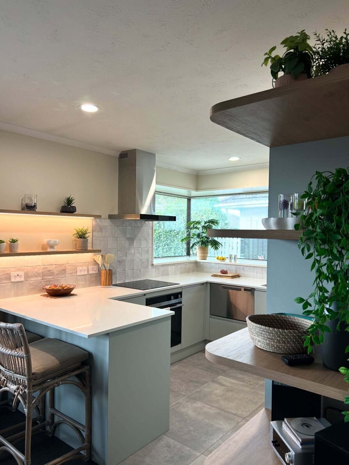 Custom kitchen with cabinetry and island