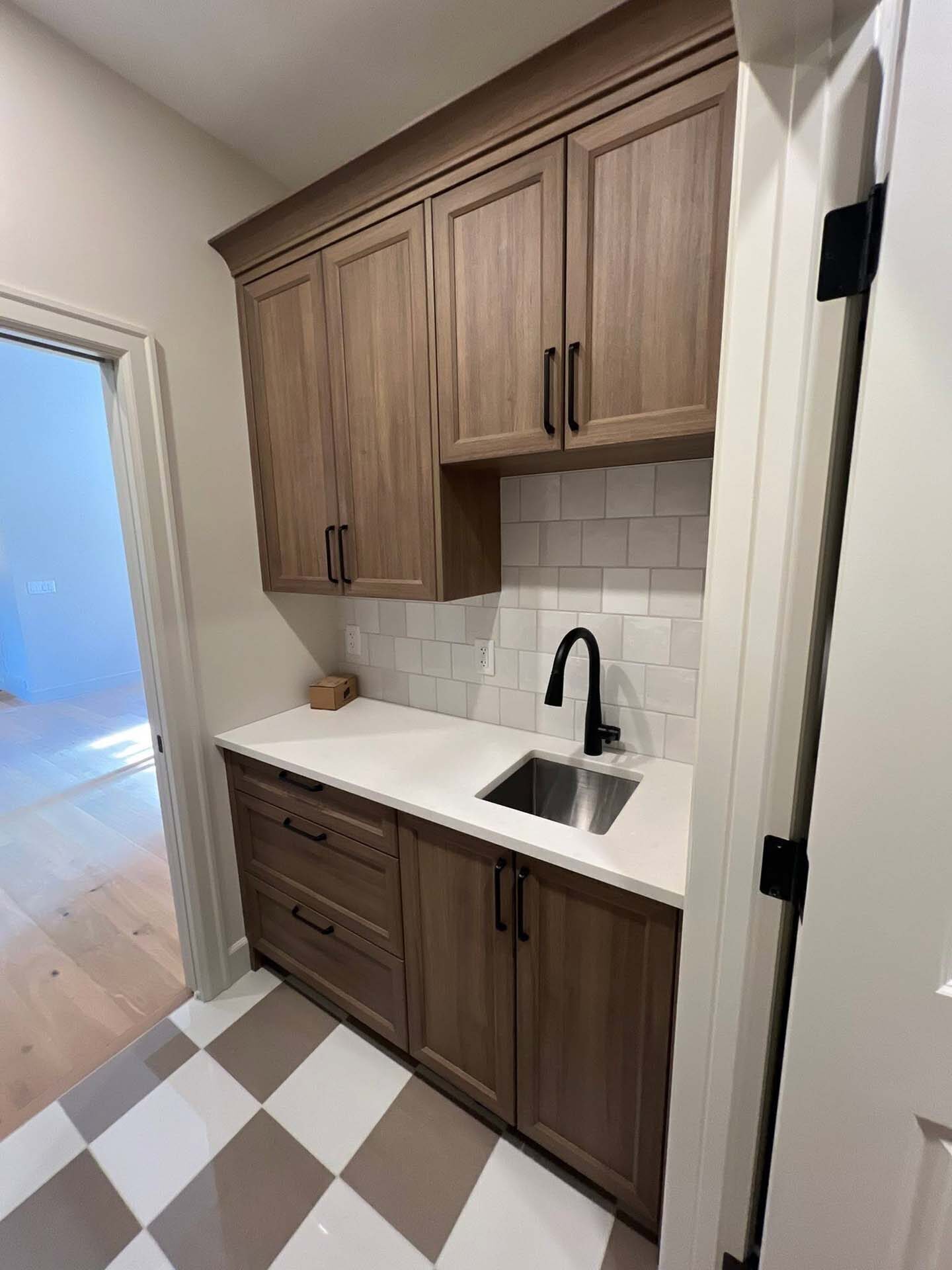 Walk-in pantry with prep counter