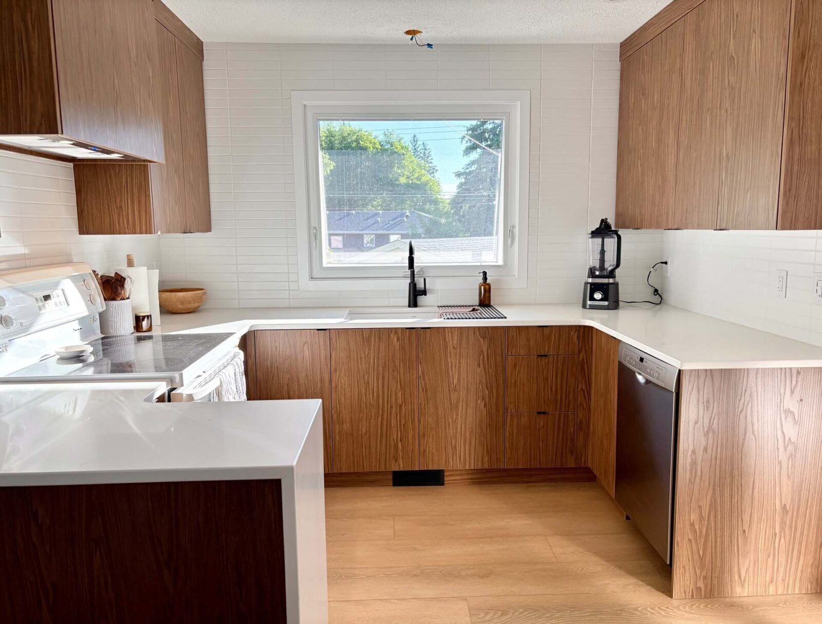 Wood and white custom kitchen