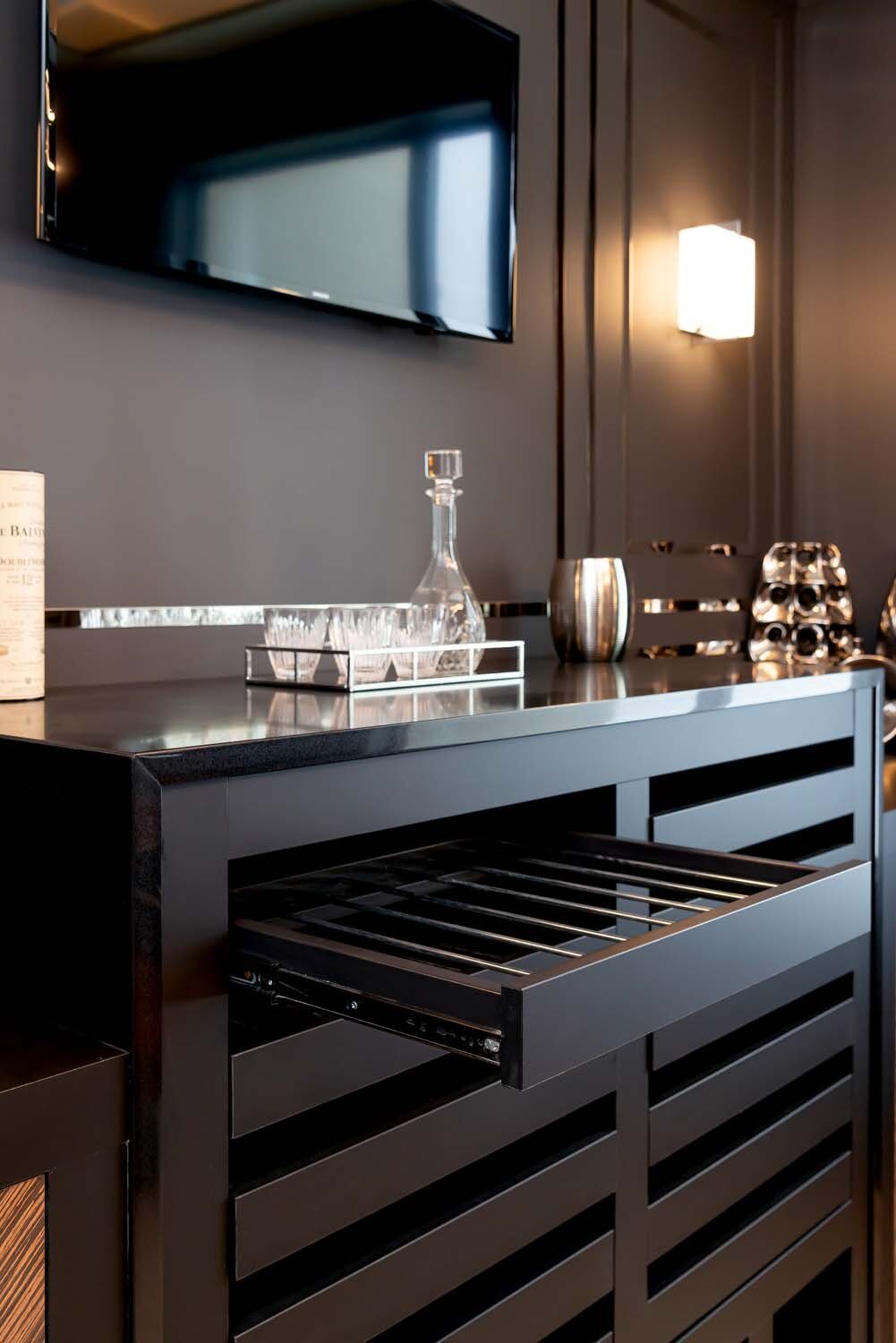 Custom wine pull-out cabinetry